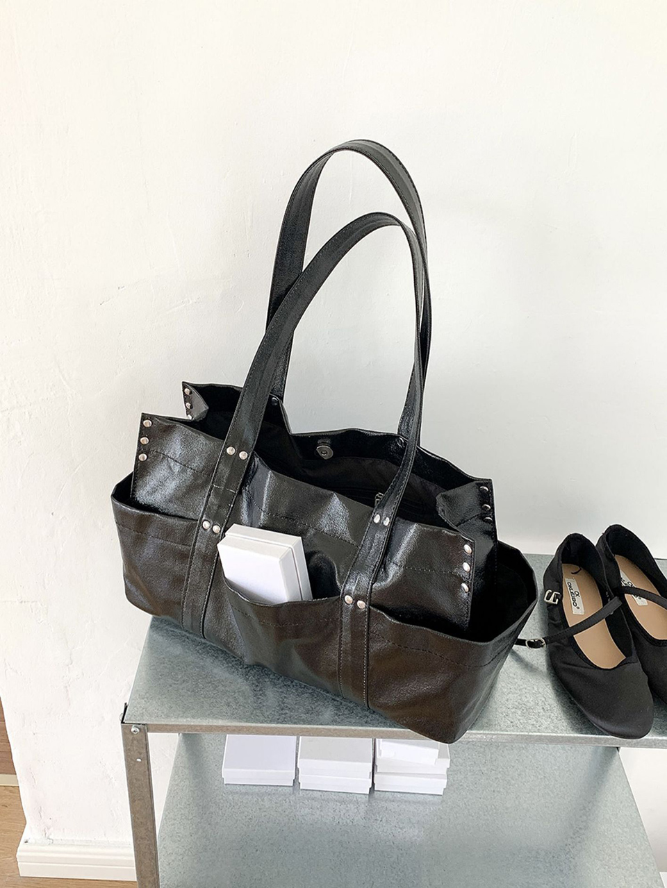 Glossy Pocket Y2K Big Tote Bag