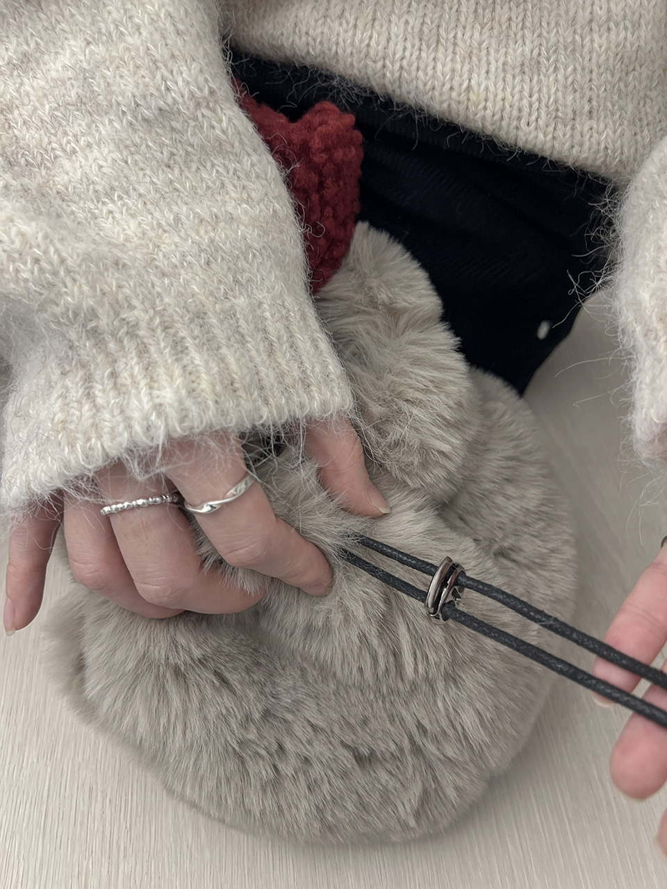 Eco-fur mini bucket bag/tote bag