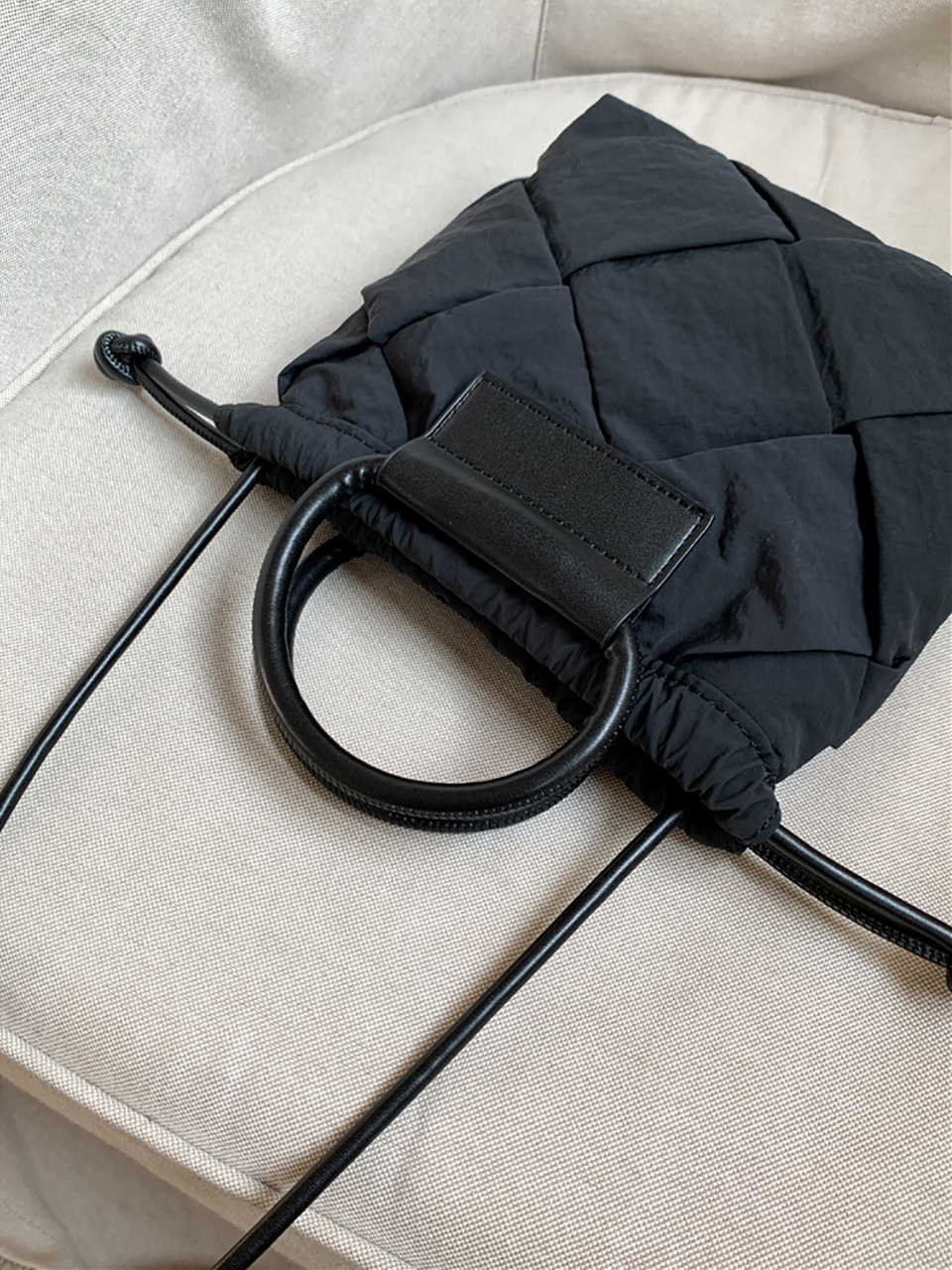 Quilted Nylon Mini Bucket Bag (4 colors)