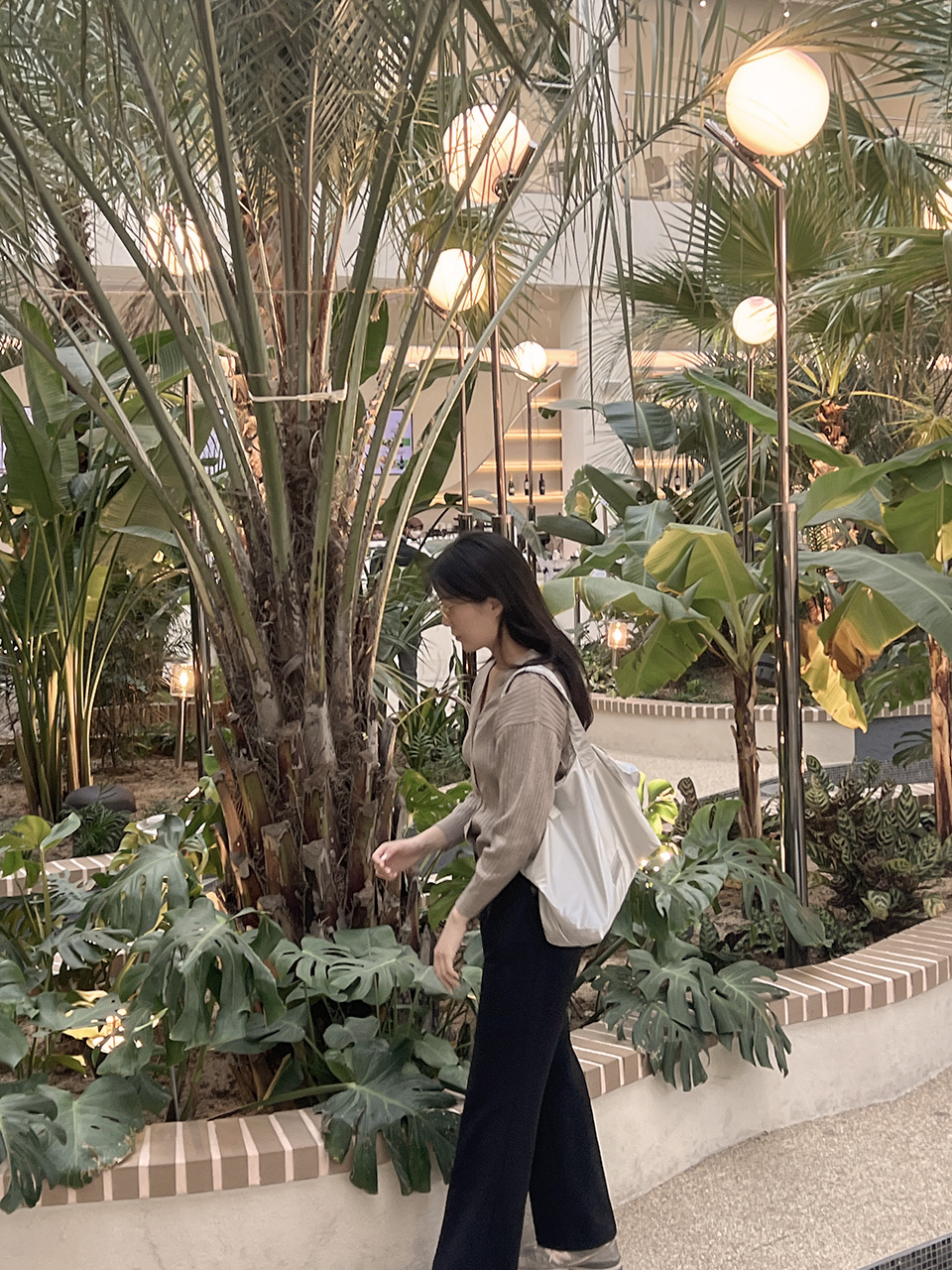 Glossy nylon shoulder bag