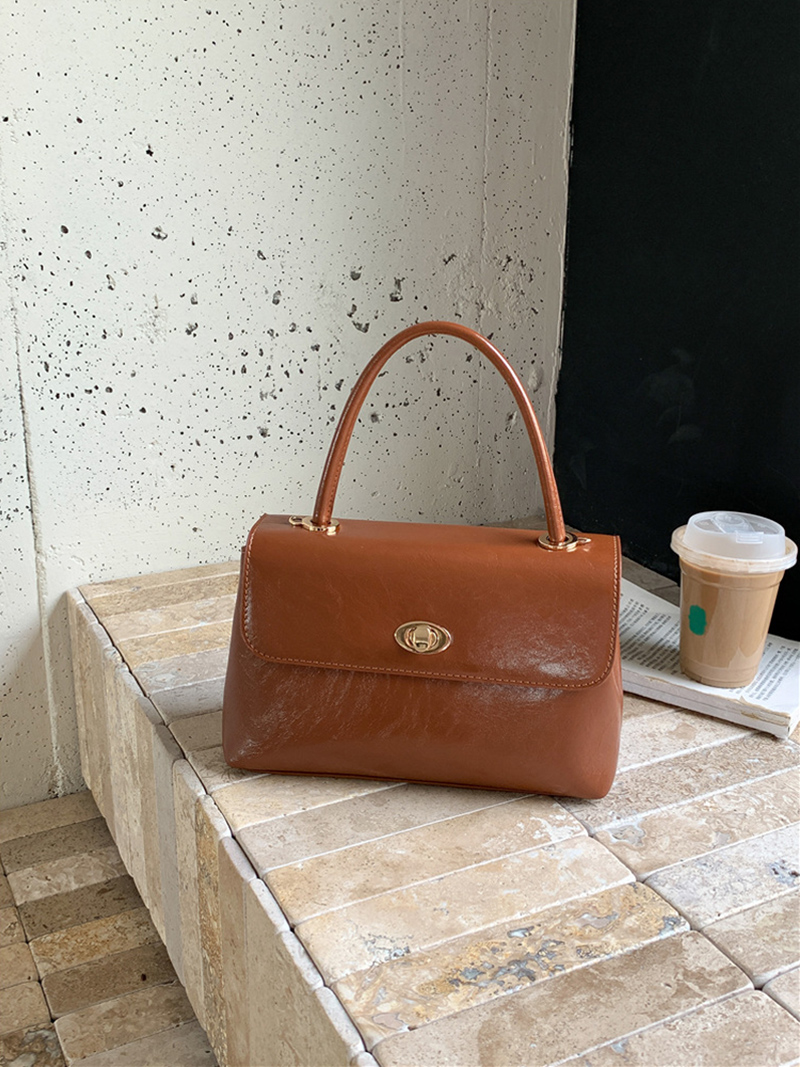 Crack Square Buckle Tote Bag (3 colors)