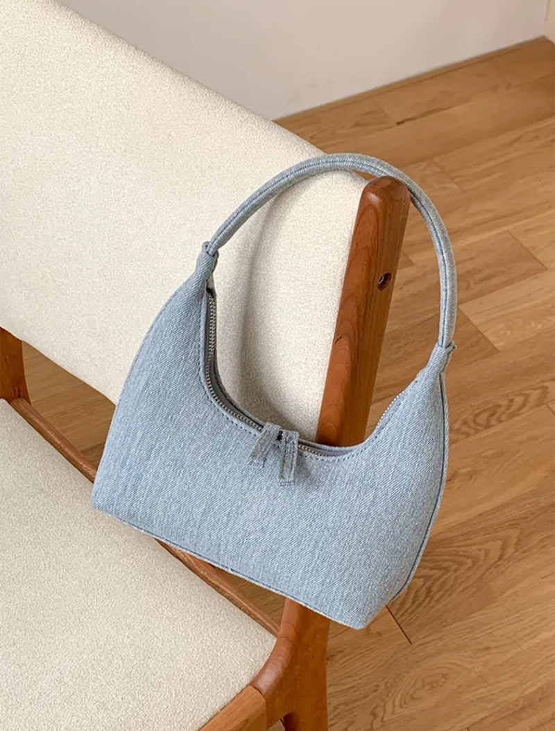 Blooming Round Denim Shoulder Bag