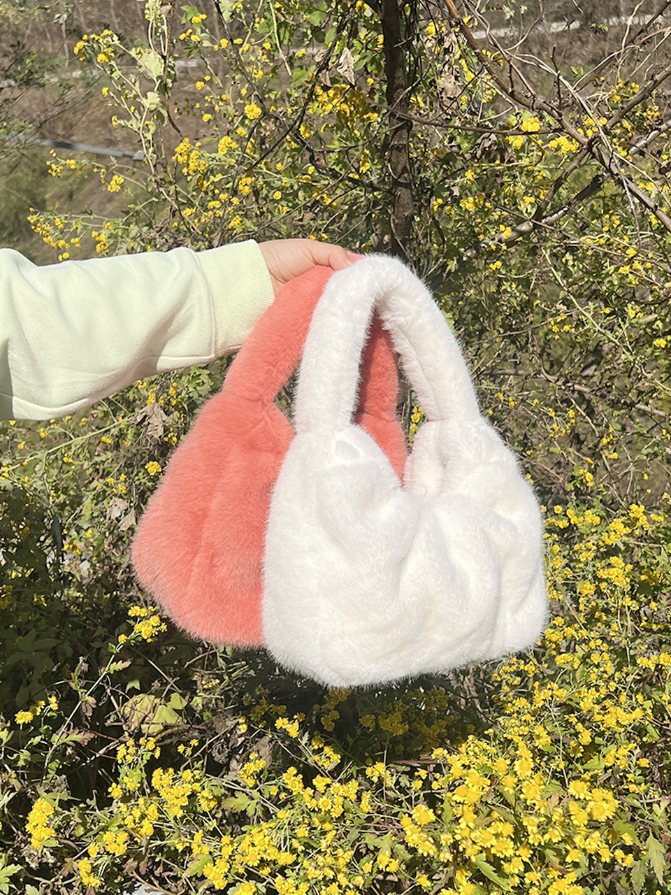 Eldon Shirred Fur Tote Bag