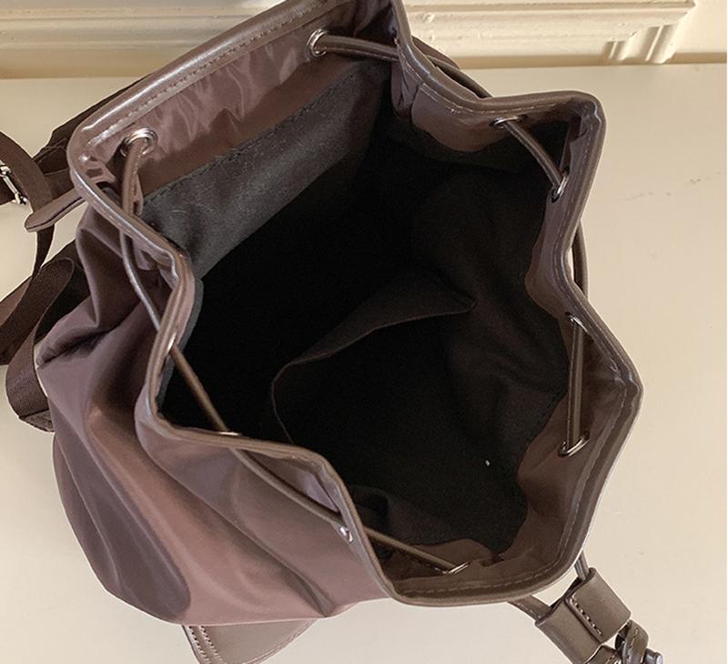 Buckle nylon string pocket daily backpack