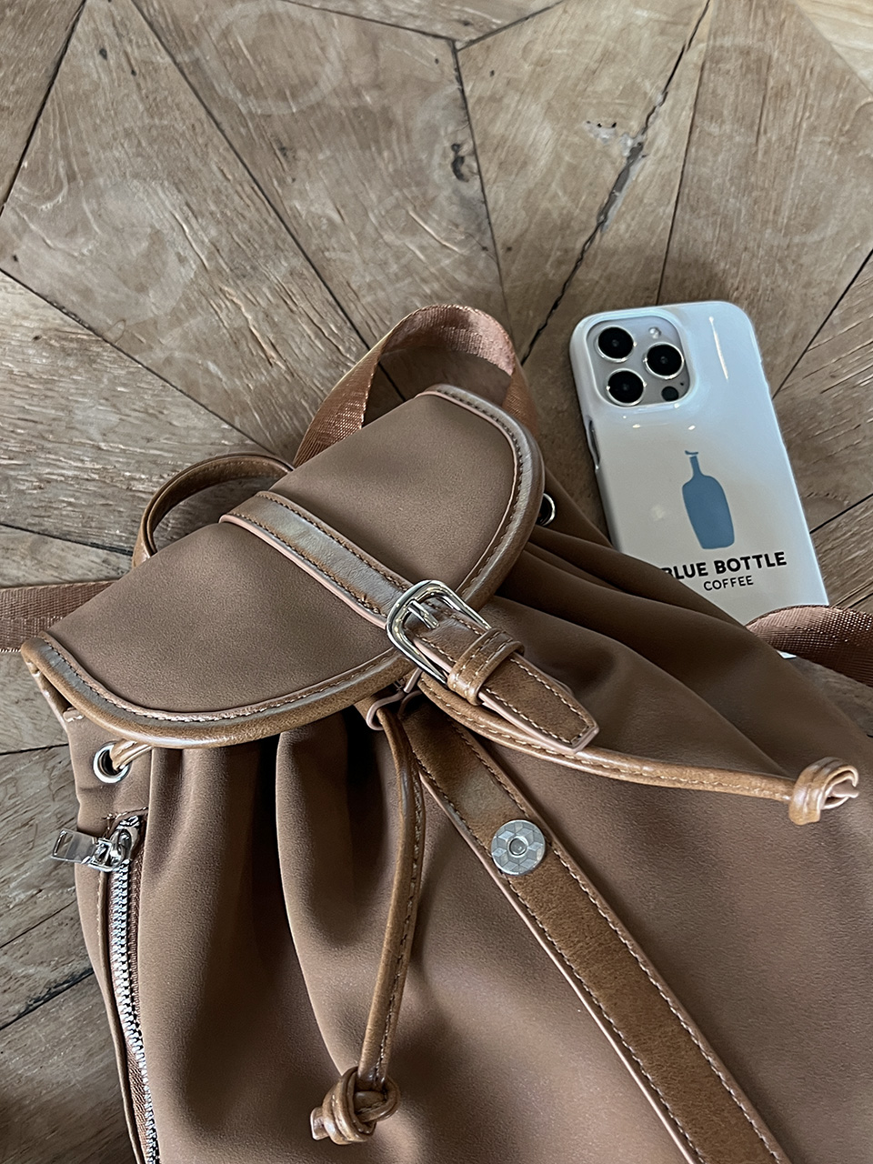 Suede Sheepskin Leather Mini Bucket Bag/Backpack