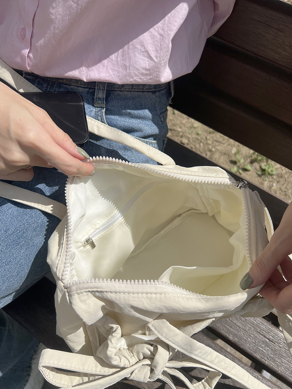 Ribbon Ballet Core Pocket Nylon Shoulder Bag (4 colors)