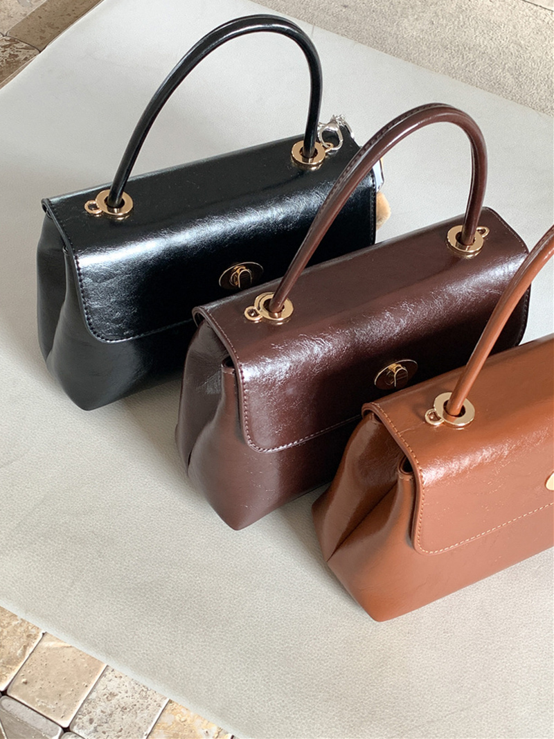 Crack Square Buckle Tote Bag (3 colors)