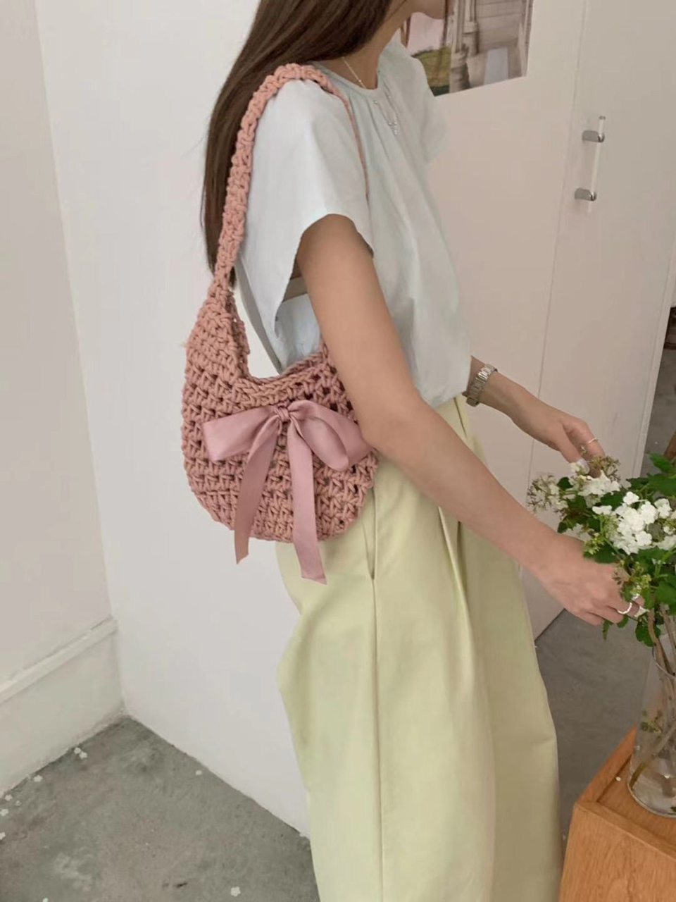Ribbon Ballet Core Knit Tote Bag (5 colors)