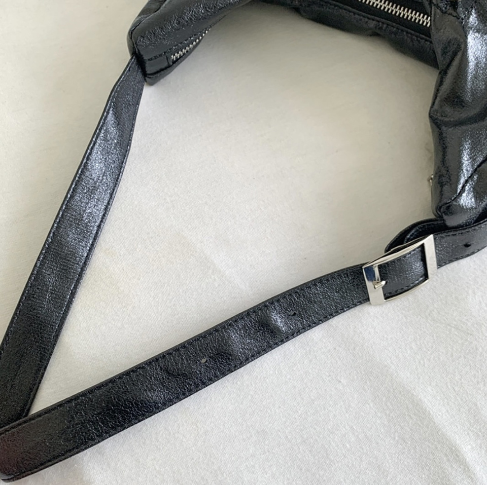 Ditto Cross Silver Denim Shirred Shoulder Bag