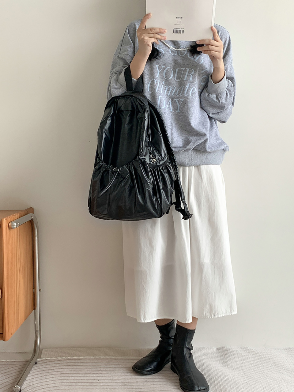 Croon Pocket Silver String Backpack Rucksack