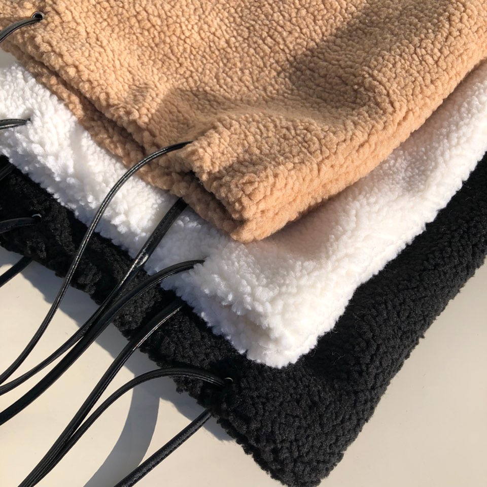 Fleece Leather Drawstring Boa Eco Bag
