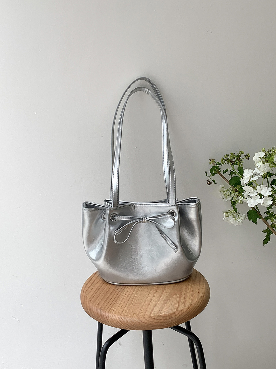 Ribbon Ballet Core Wrinkle Leather Tote Bag (6 colors)