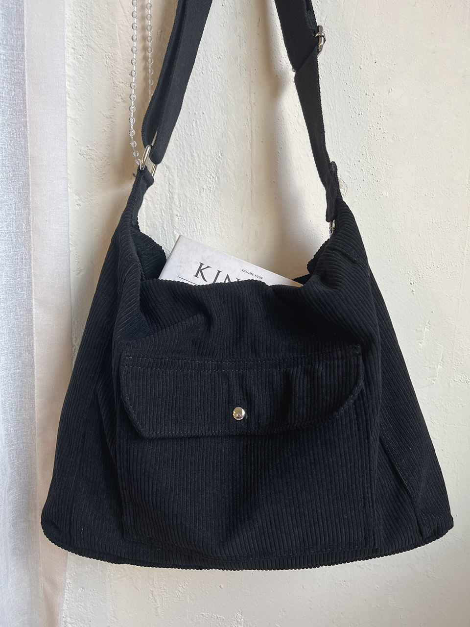 Corduroy Pocket Big Cross Eco Bag (6 colors)