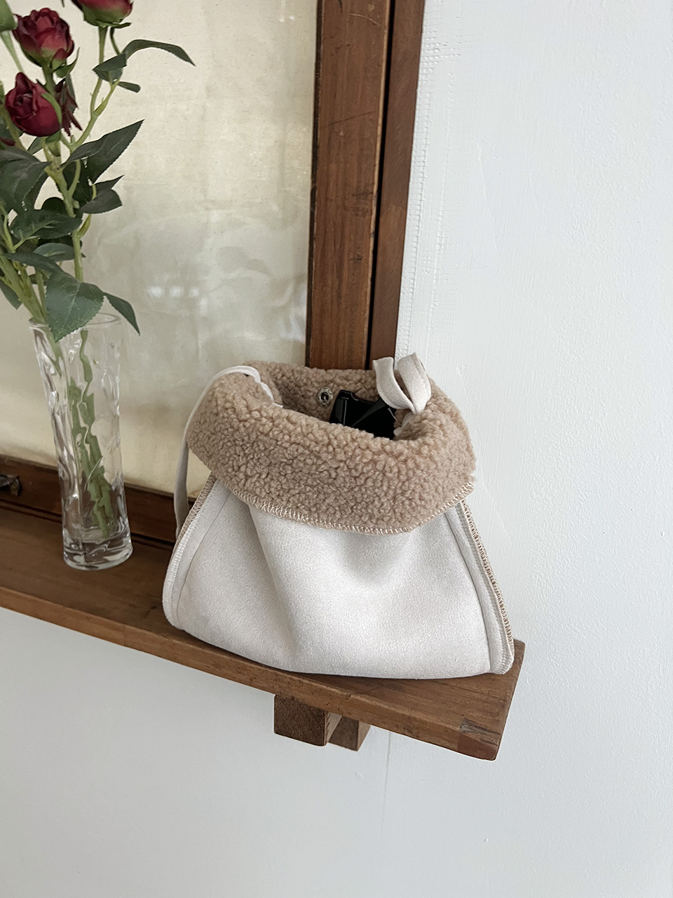 Fluffy fur suede mini bag