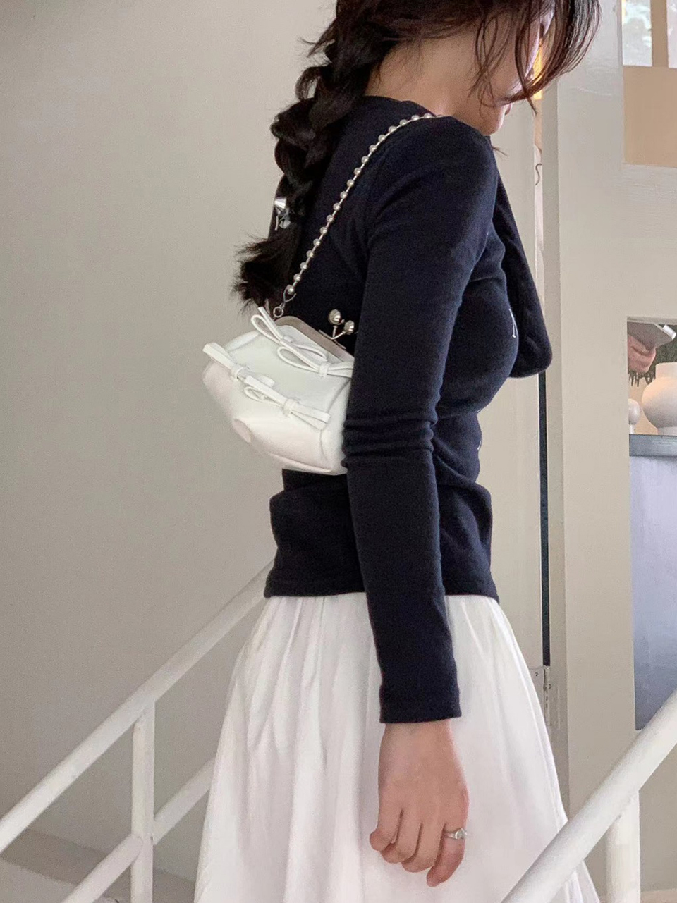 Ribbon 2-Way Chain Mini Crossbody Bag (2 Strap Types)