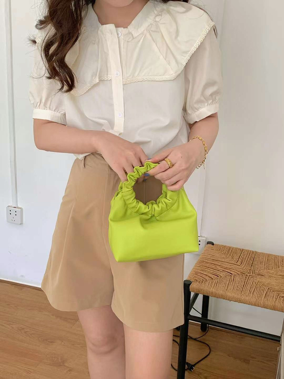 Andaz Shirred Mini Flame Chain Bag