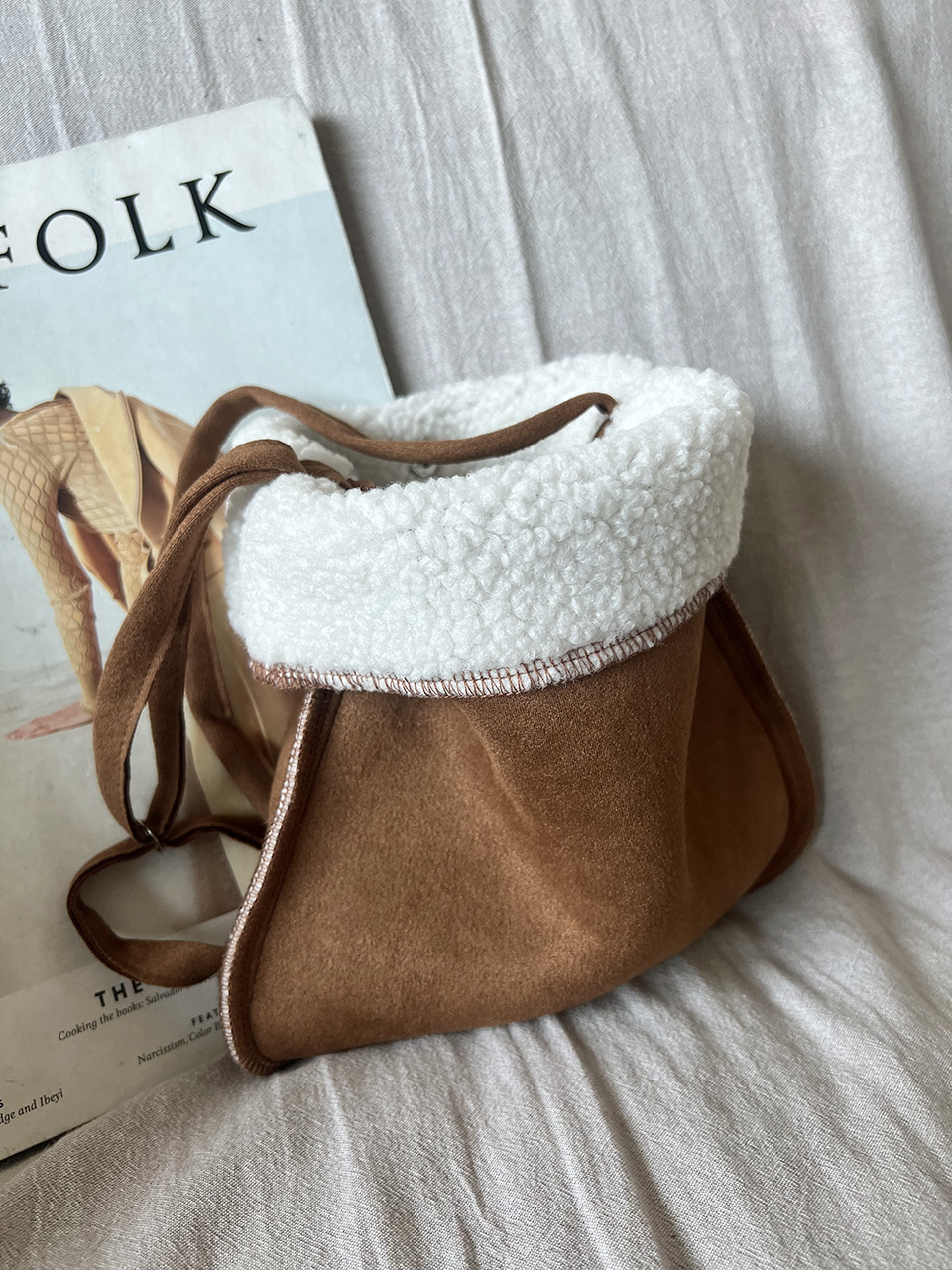 Fluffy fur suede mini bag