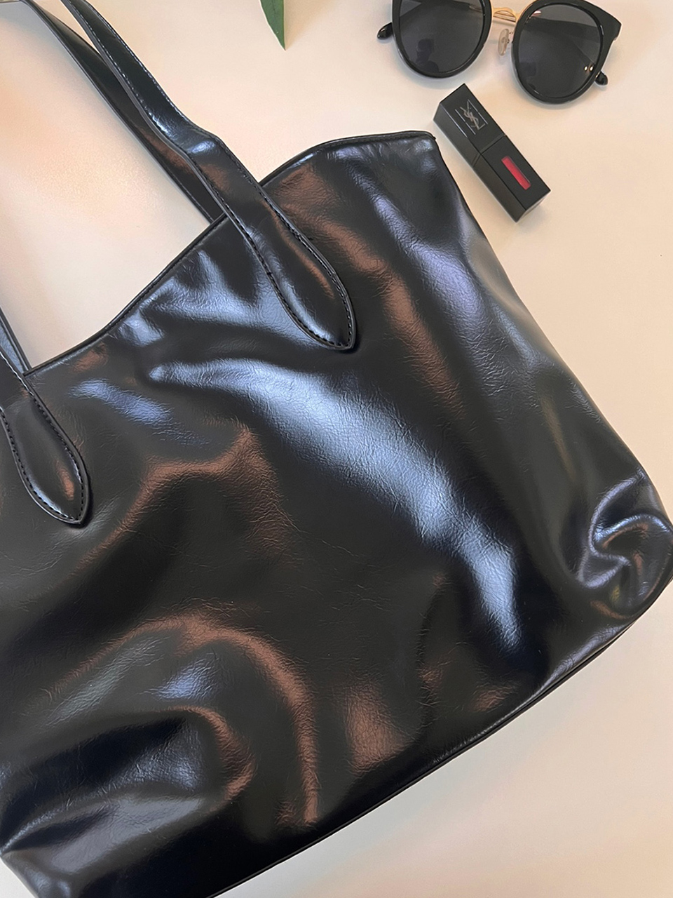 Glossy Square Big Shopper Bag (2 colors)