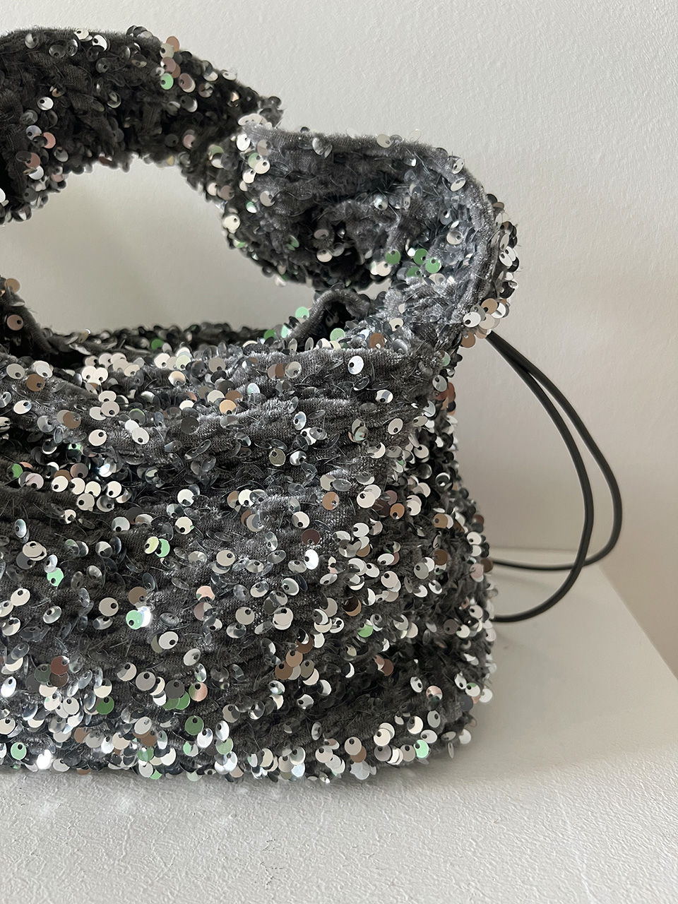 Bling Shirred Silver Mini Tote Bag