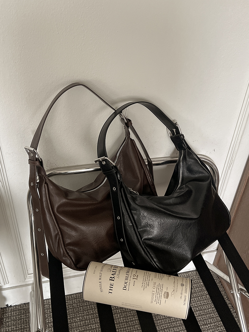Leather Square Cross Hobo Bag