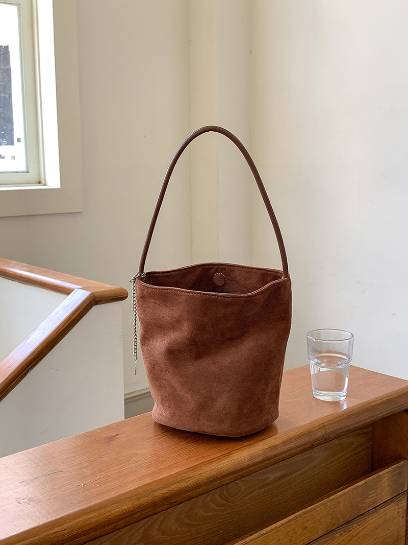 Suede Chain Mini Shoulder Bucket Bag