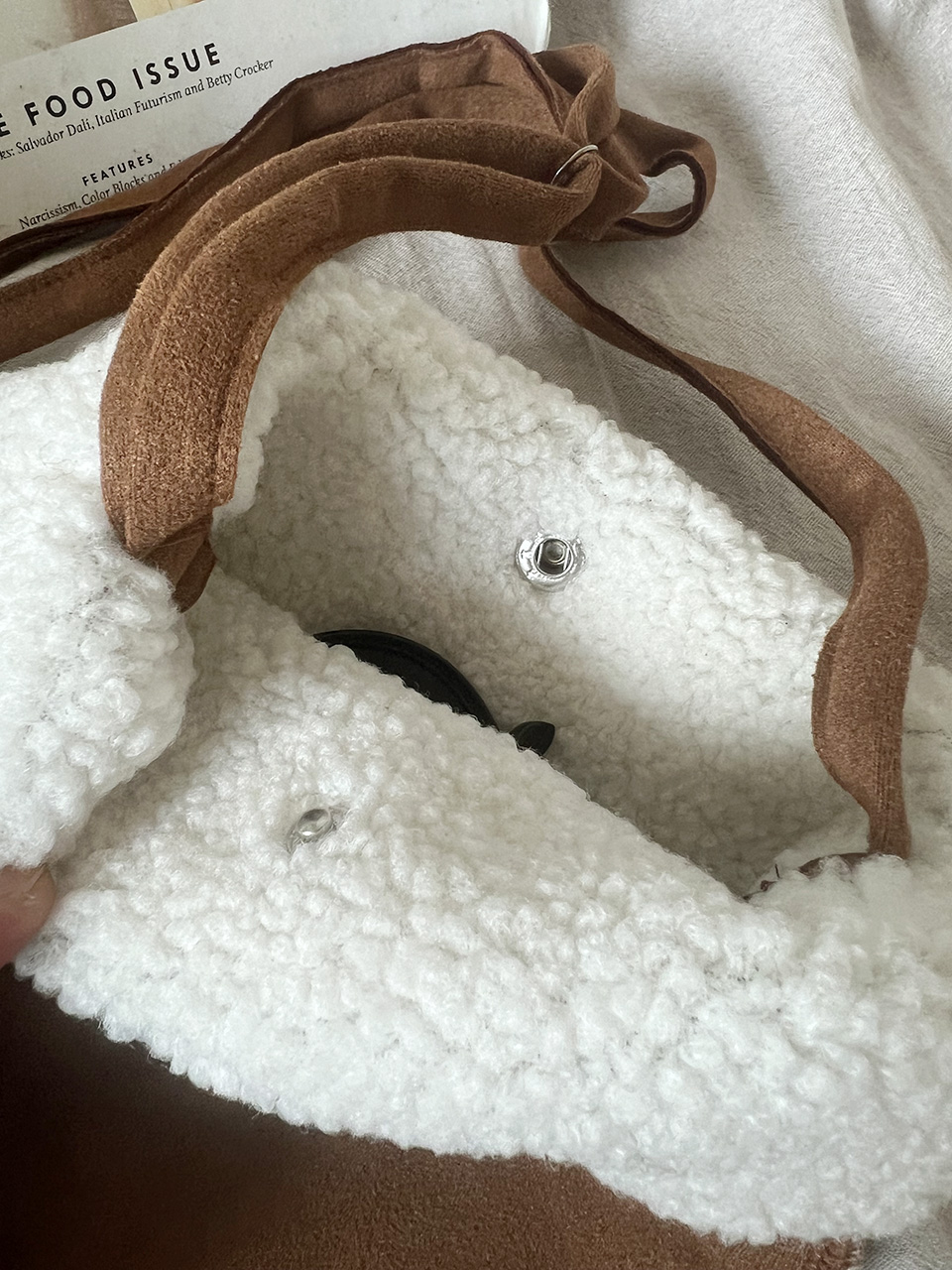 Fluffy fur suede mini bag