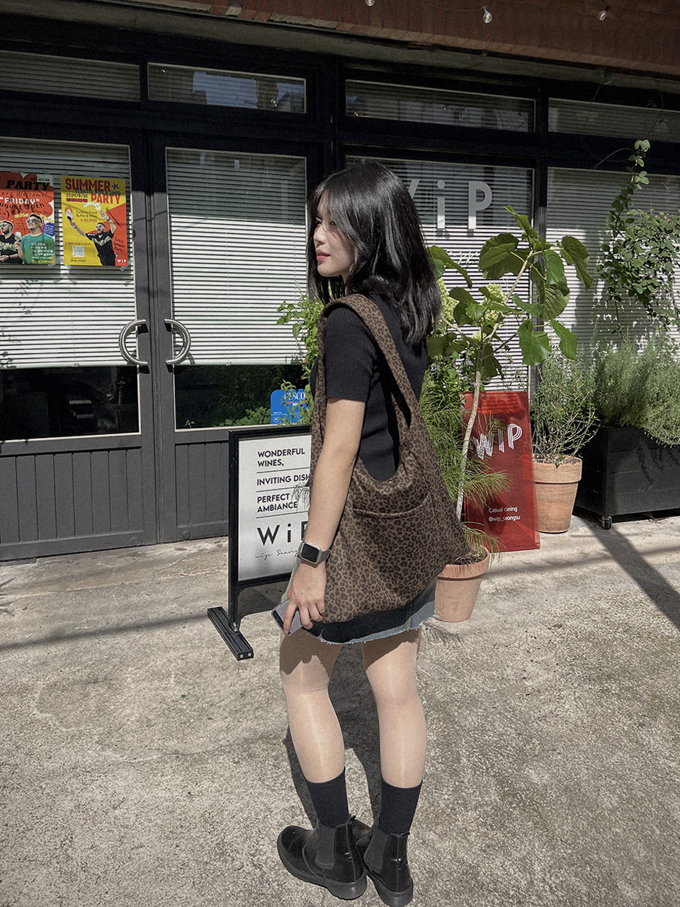 Leopard print suede eco bag/tote bag