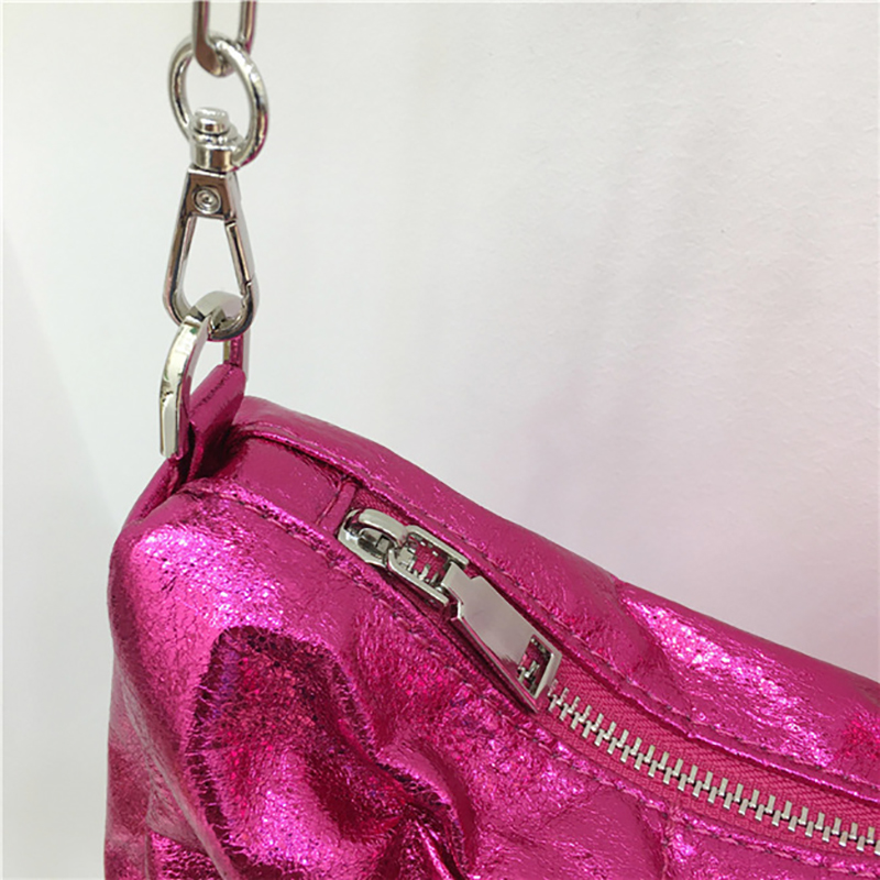 Monroe Cross Shirring Silver Mini Chain Bag