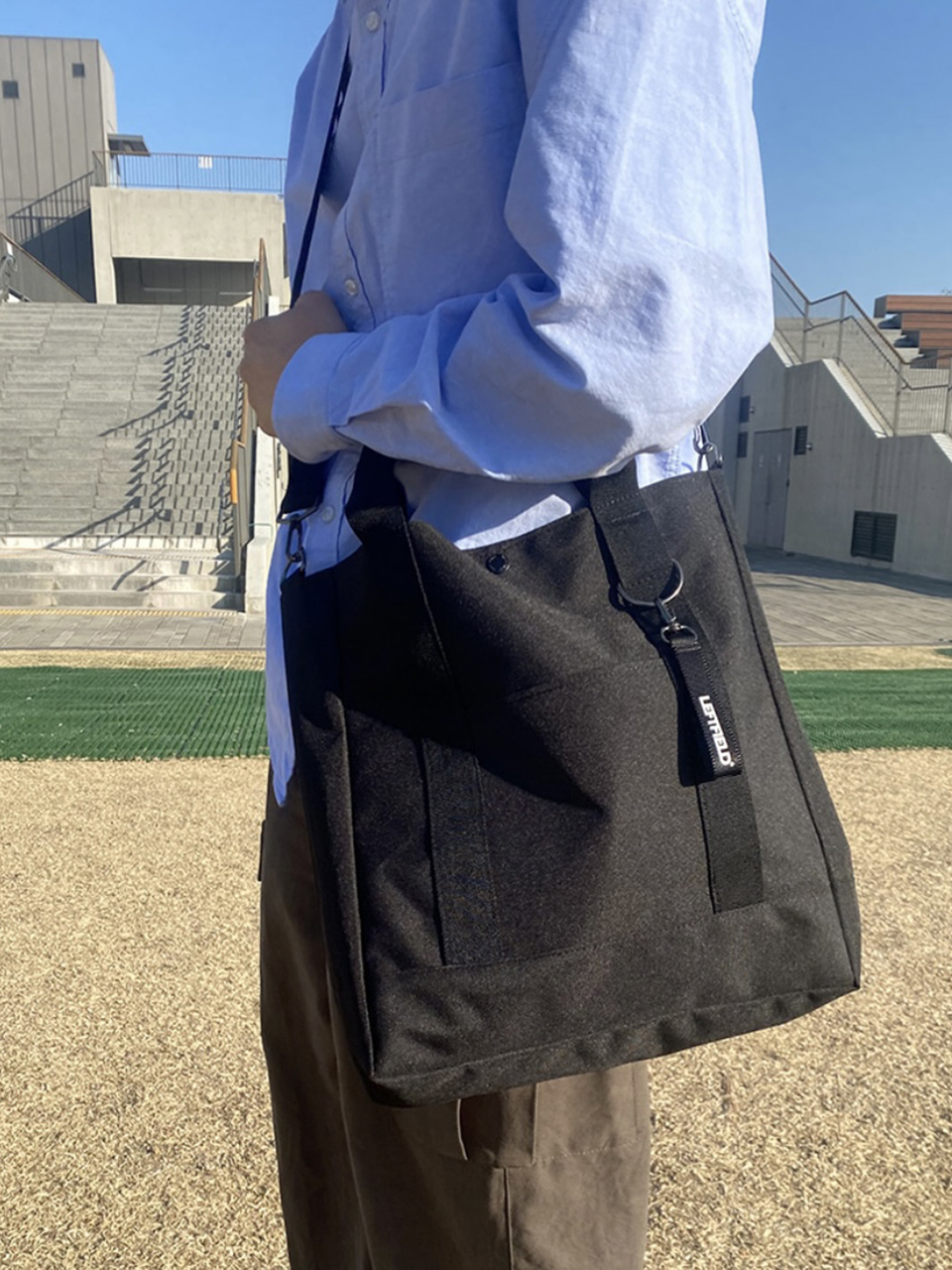 Canvas fabric pocket large cross eco bag