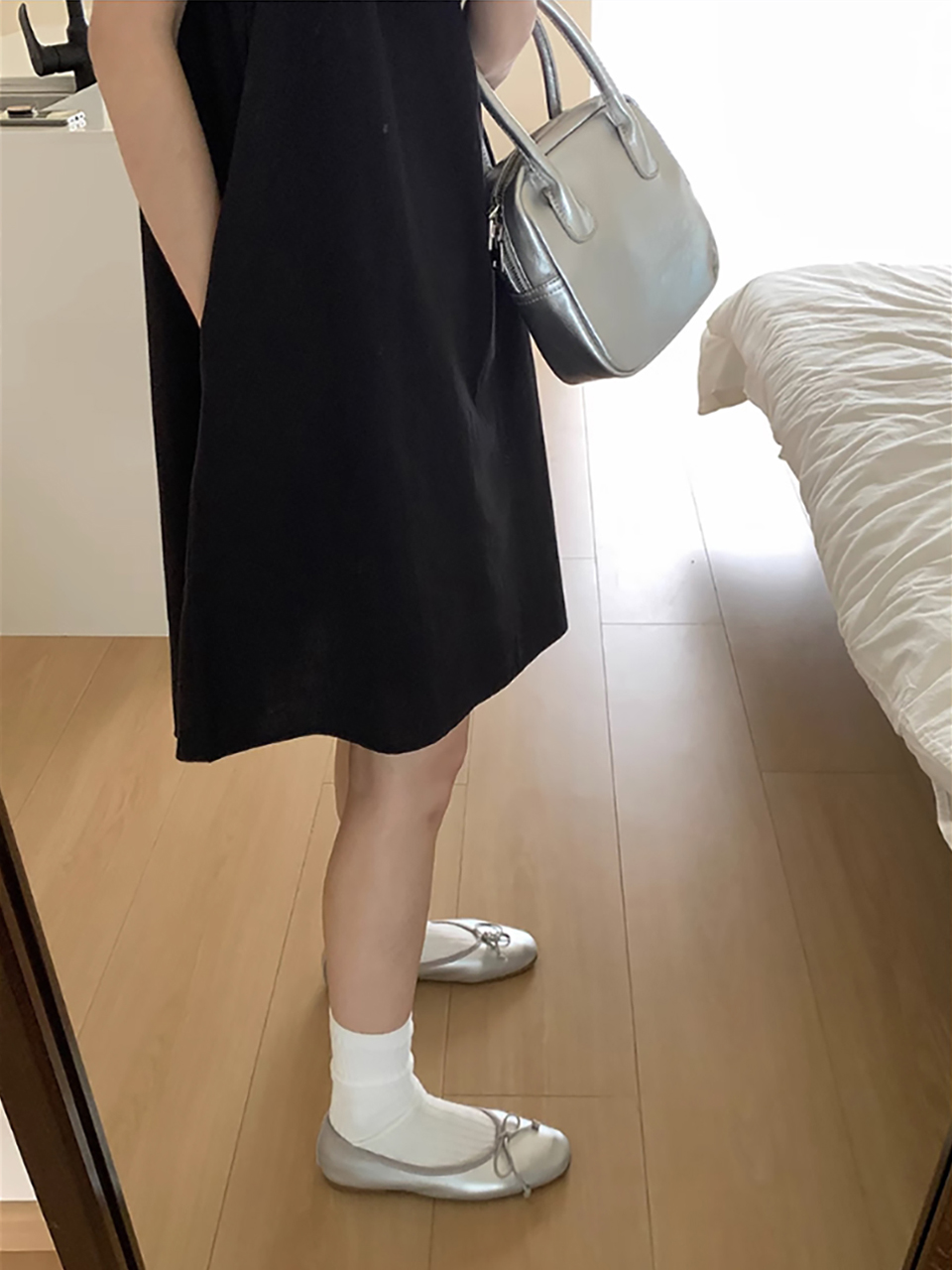 Tammy Square Glossy Silver Mini Tote Bag