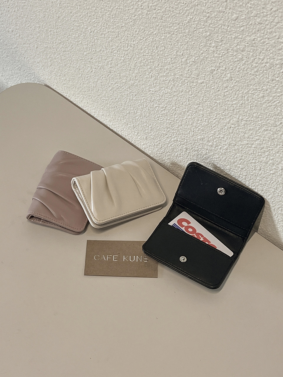 Shirring Leather Card Case
