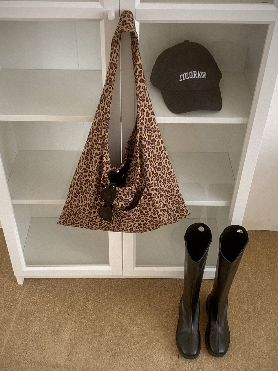 Leopard print suede eco bag/tote bag