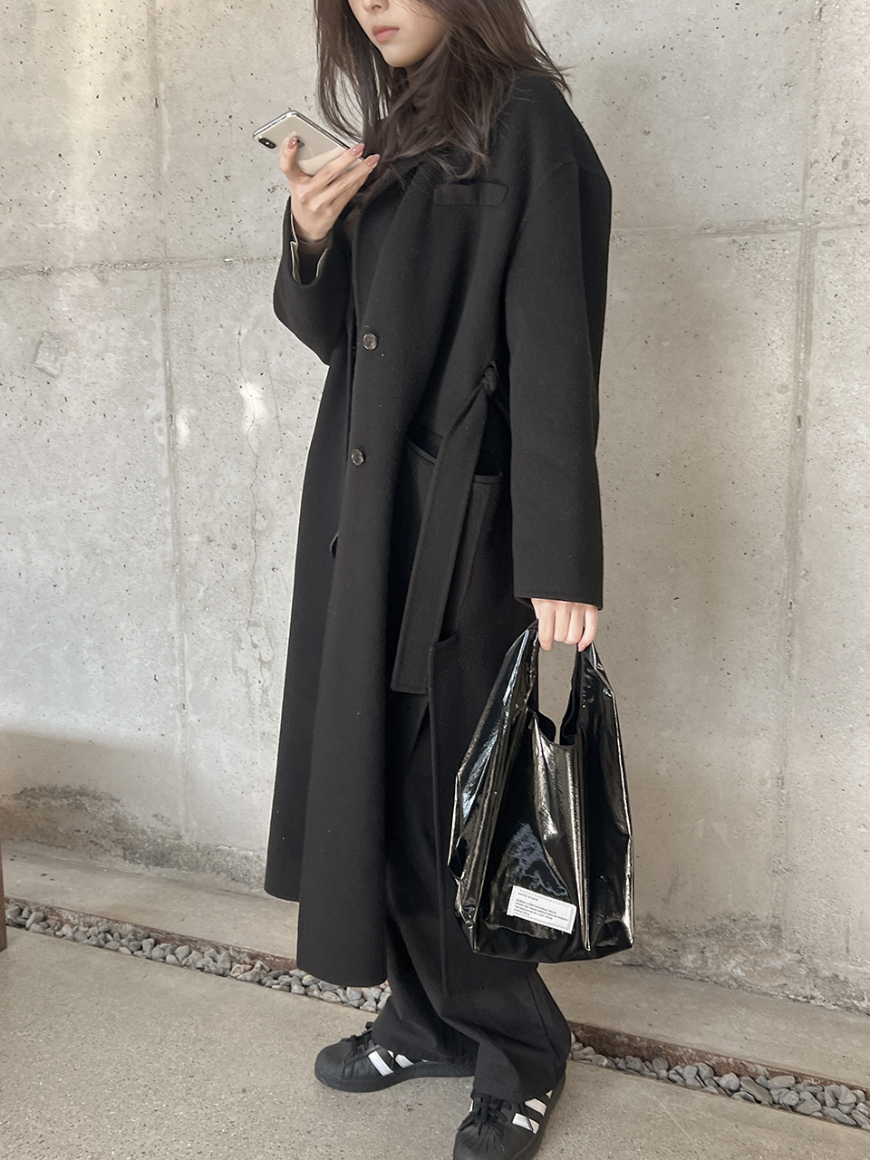 Glossy nylon mini tote bag
