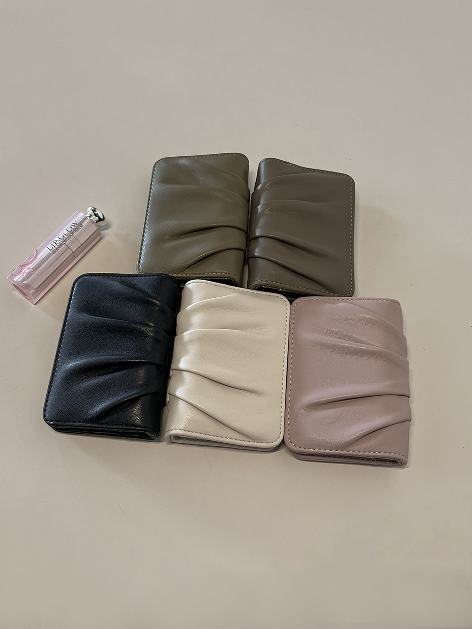 Shirring Leather Card Case