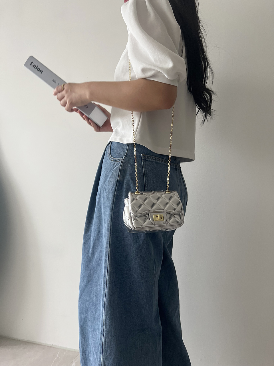 Zuni Quilted Micro Mini Gold Chain Bag