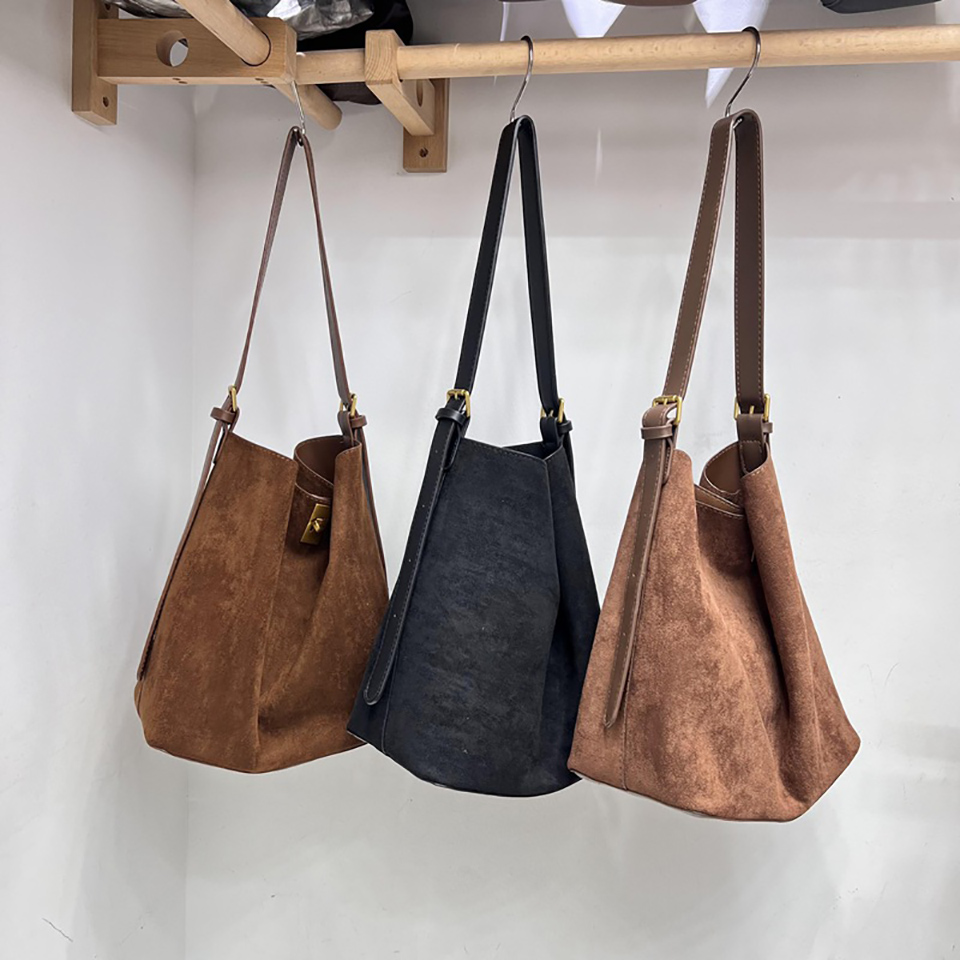 Suede Buckle Big Tote Bag/Shoulder Bag