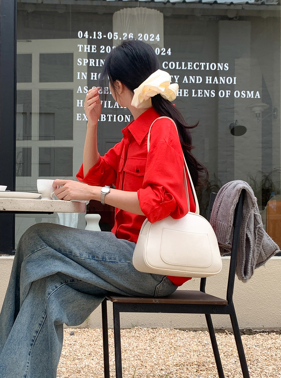 Cracked Round Leather Tote Bag/Shoulder Bag