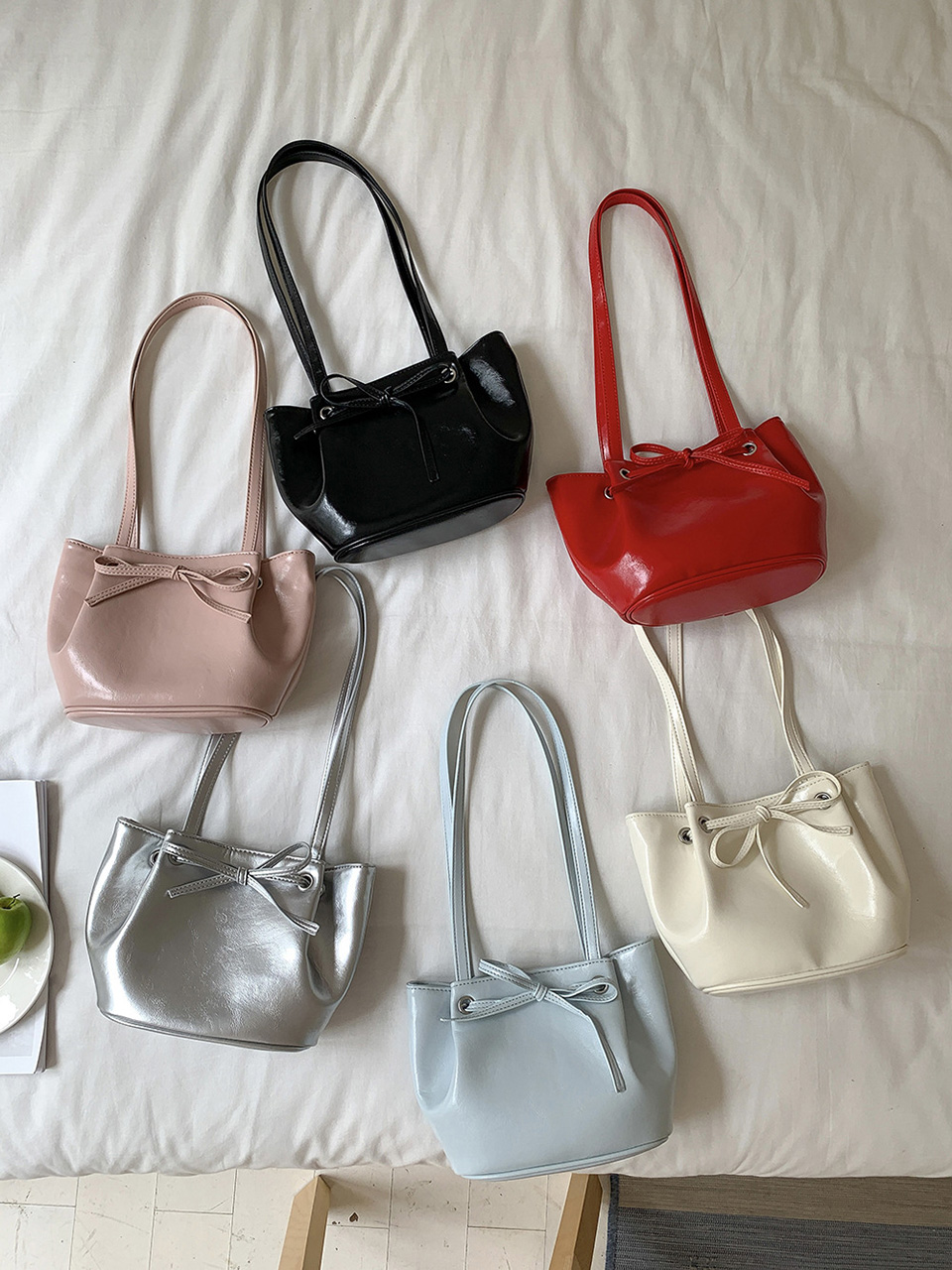Ribbon Ballet Core Wrinkle Leather Tote Bag (6 colors)