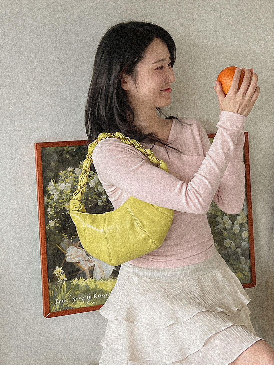 Sorbet Leather Pastel Hobo Shoulder Bag