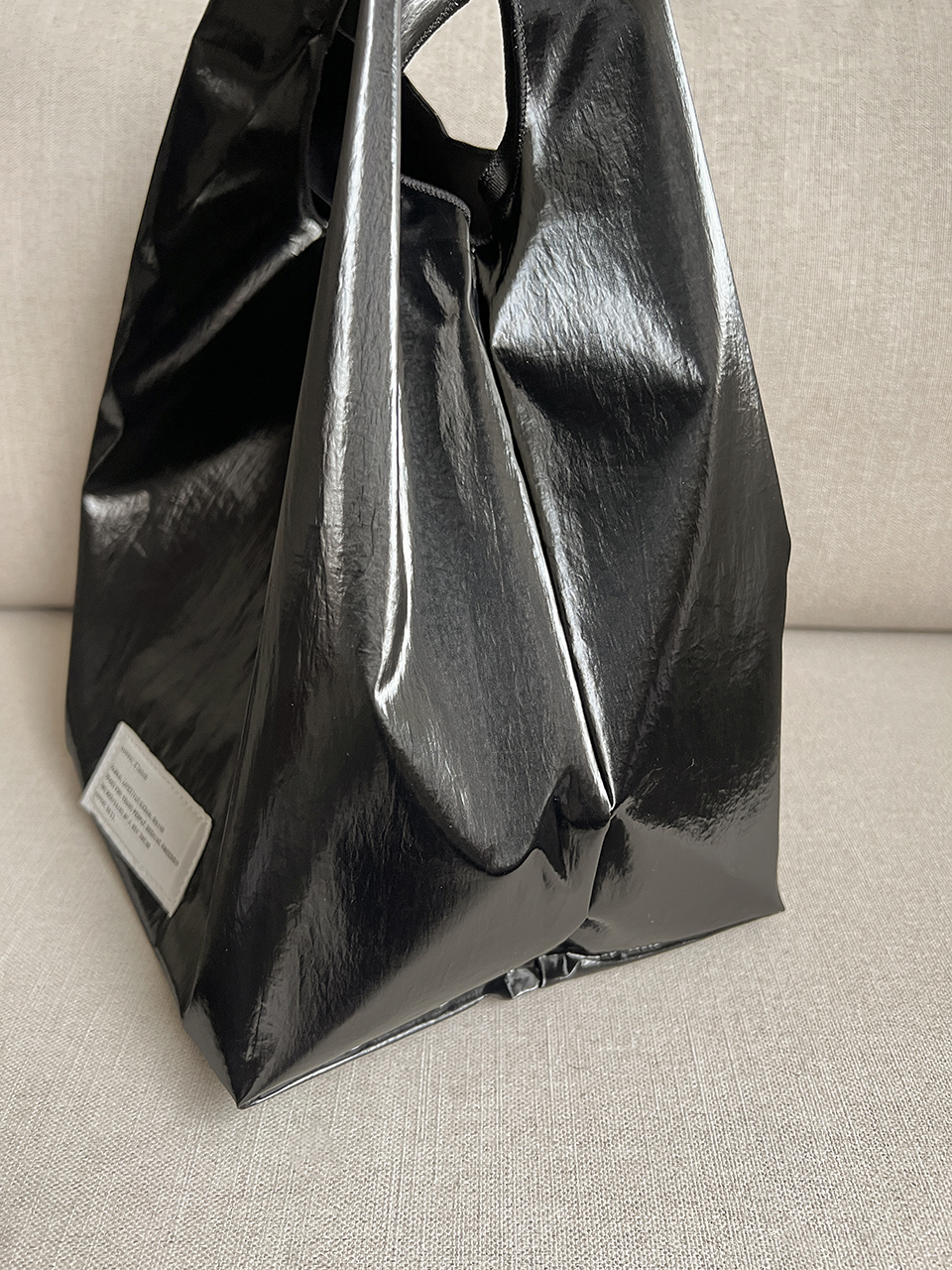 Glossy nylon mini tote bag