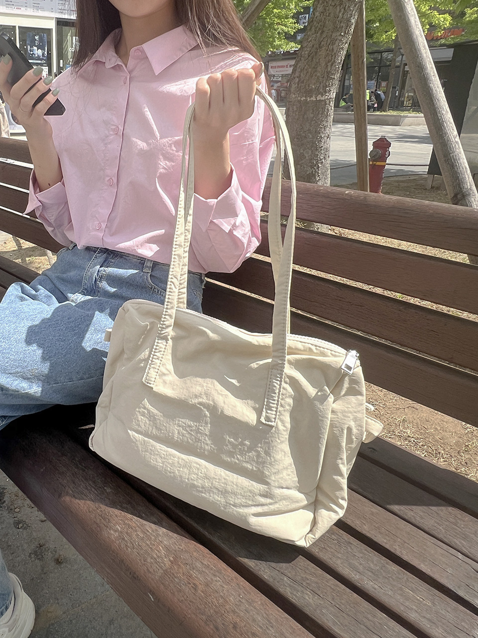 Ribbon Ballet Core Pocket Nylon Shoulder Bag (4 colors)