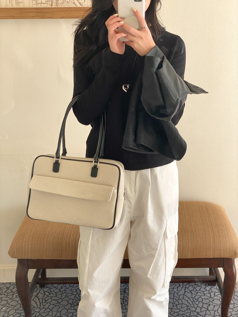 Jacquard leather tote bag/shoulder bag