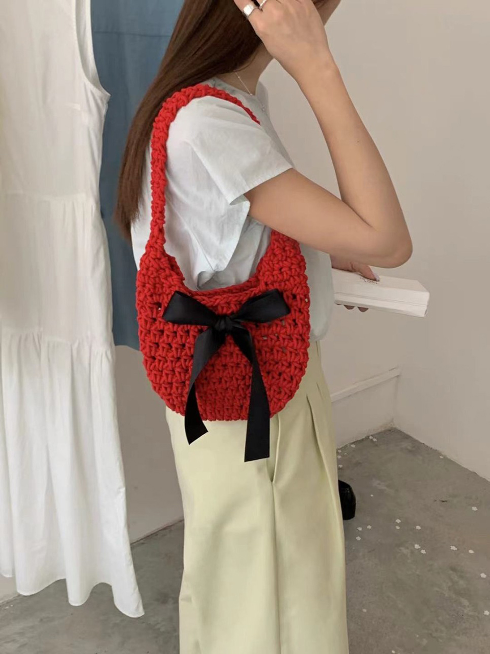 Ribbon Ballet Core Knit Tote Bag (5 colors)