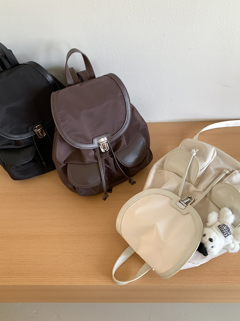 Buckle nylon string pocket daily backpack