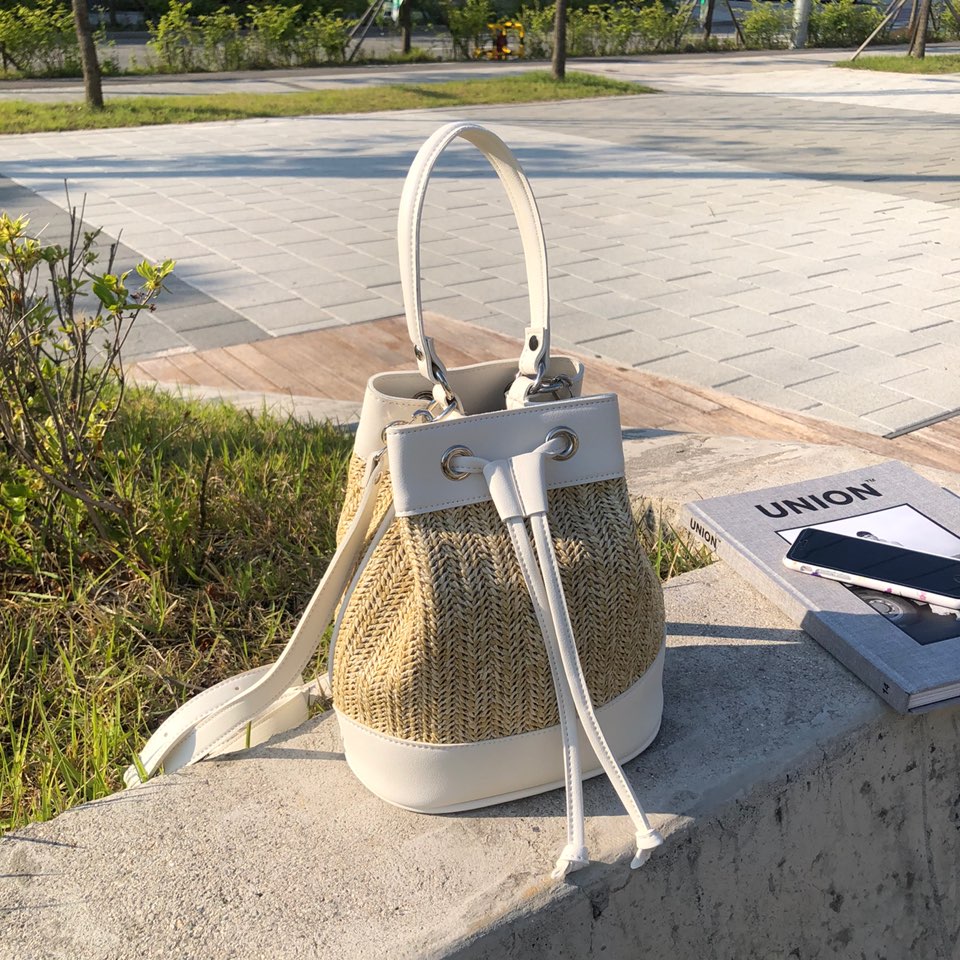 Rattan Mini 2-Way Bucket Bag