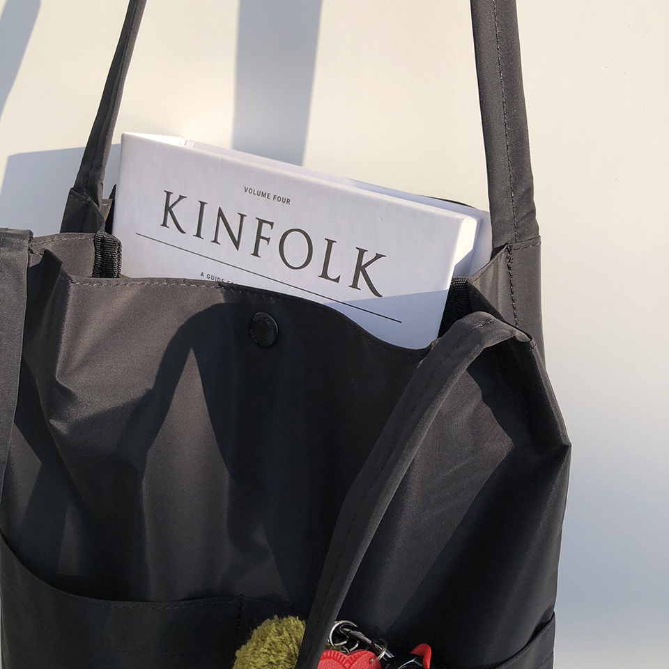 Button 2-pocket plain eco bag