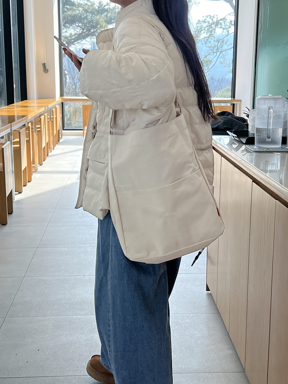 2-Pocket Plain Big Cloth Eco Bag (3 colors)