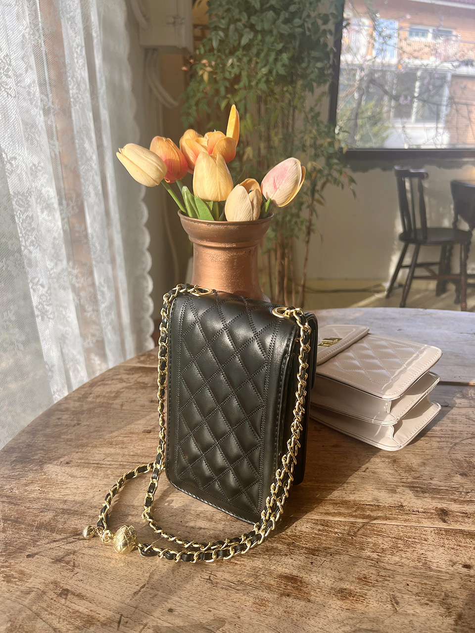 Lotia Quilted Square Chain Mini Shoulder Bag (2 colors)