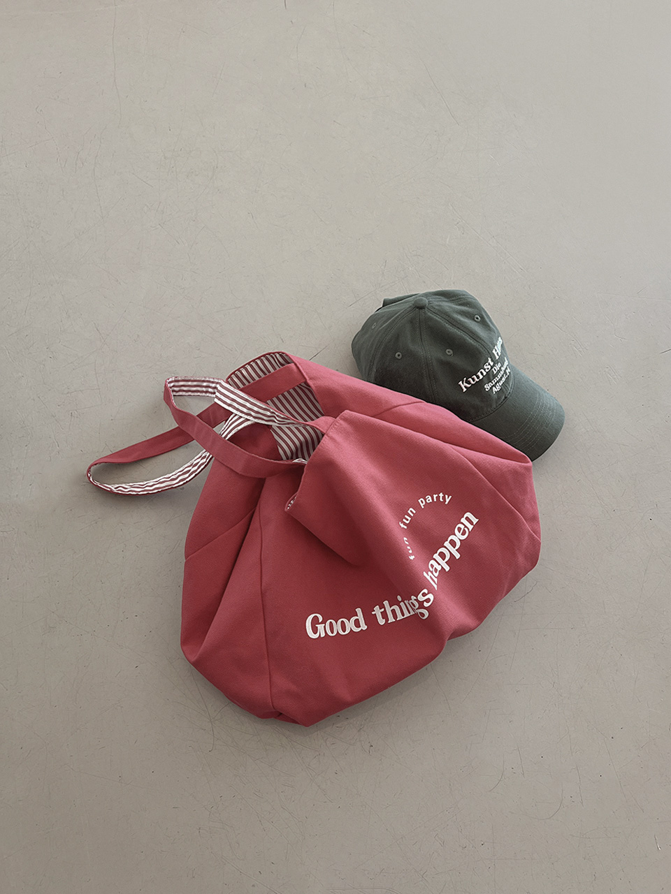 Reversible Stripe Border Lettering Big Eco Bag