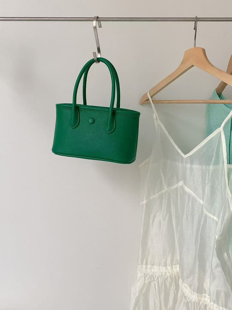 Button Square Leather Mini Tote Bag